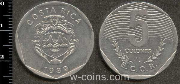 Coin Costa Rica 5 colons 1989