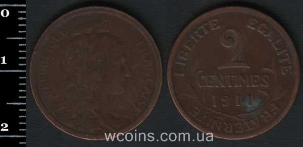 Монета Франція 2 сантима 1911