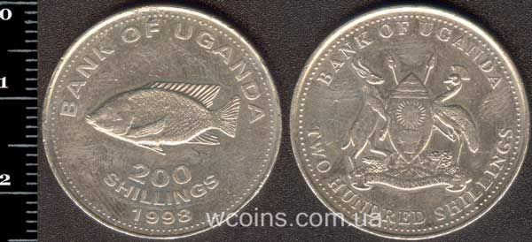 Монета Уганда 200 шилінгів 1998