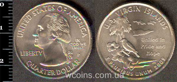 Монета США 25 центів 2009 Американські Віргінські Острови