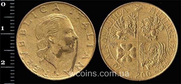 Монета Італія 200 лір 1993