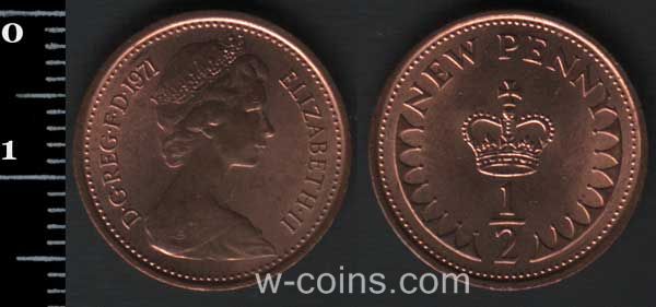 Монета Великобританія 1/2 нових пенні 1971