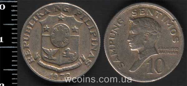 Монета Філіппіни 10 сентимо 1972