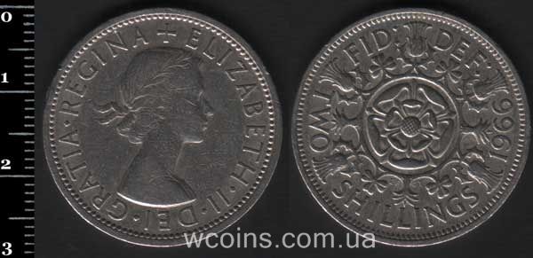 Монета Великобританія 2 шилінга 1966