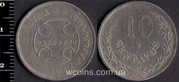 Монета Колумбія 10 сентаво 1921