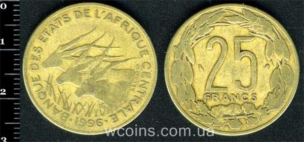 Монета Центрально-Африканська Республіка 25 франків 1996