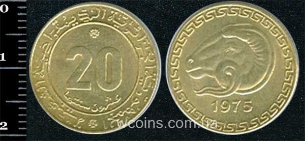 Монета Алжир 20 сантимів 1975