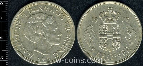 Монета Данія 5 крон 1977