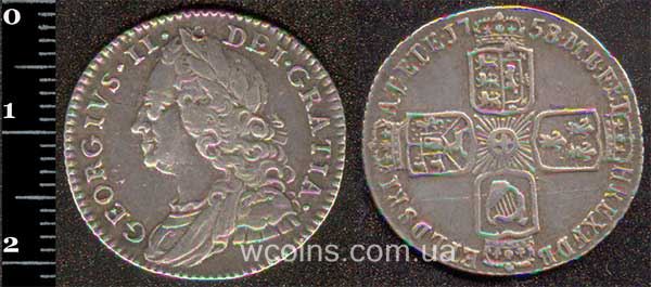 Монета Великобританія 6 пенсів 1758