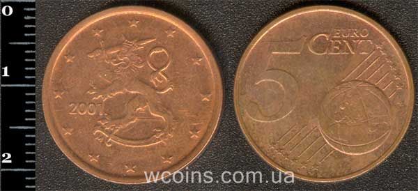 Монета Фінляндія 5 євро центів 2001