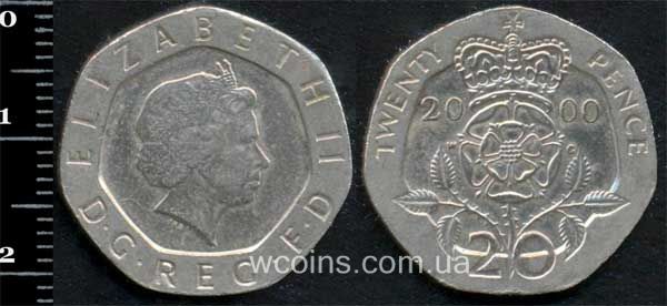Монета Великобританія 20 пенсів 2000