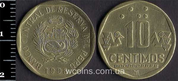 Монета Перу 10 сентаво 1998