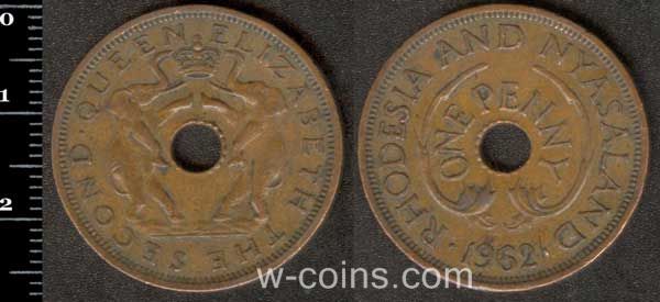 Coin Rhodesia and Nyasaland 1 penny 1962