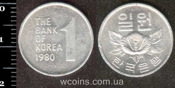 Монета Південна Корея 1 вона 1980