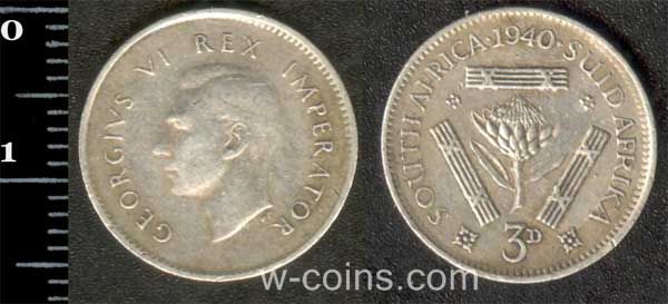 Монета Південна Африка 3 пенса 1940