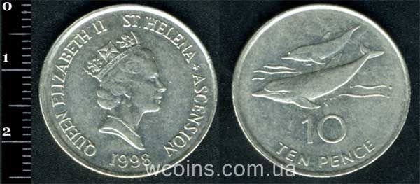 Монета Святої Єлени та Вознесіння О-ви 10 пенсів 1998
