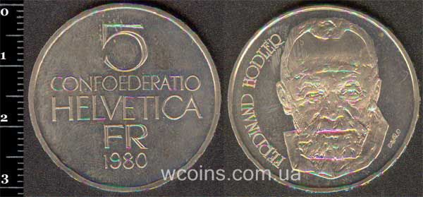 Монета Швейцарія 5 франків 1980
