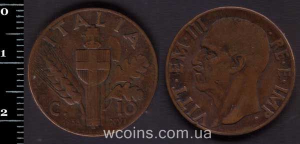 Монета Італія 10 чентезимо 1938