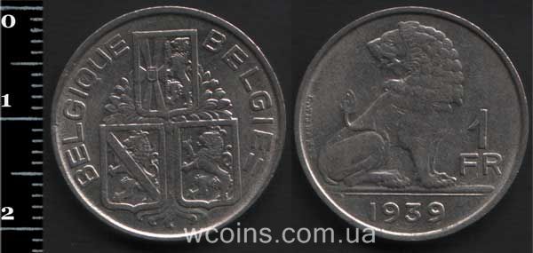 Монета Бельґія 1 франк 1939