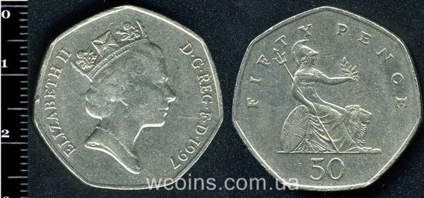 Монета Великобританія 50 пенсів 1997