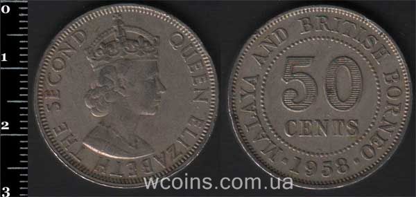 Монета Малайзія 50 центів 1958