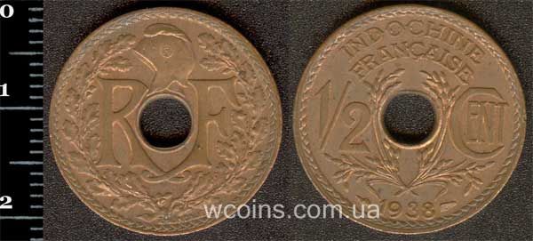 Coin French Indochina 1/2 cent 1938