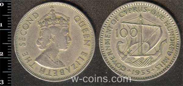 Монета Кіпр 100 мілс 1955