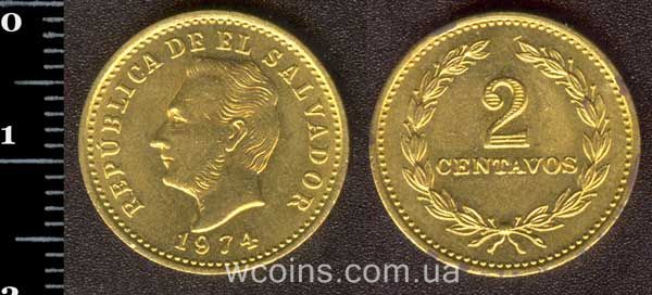 Монета Сальвадор 2 cентаво 1974