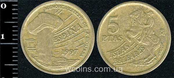 Монета Іспанія 5 песет 1997