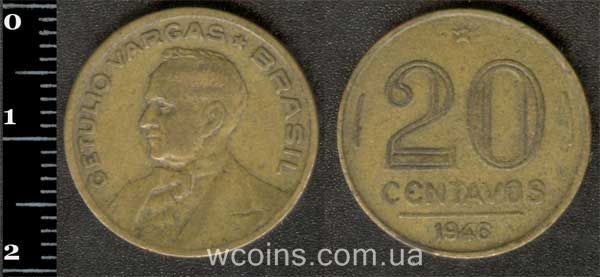 Монета Бразілія 20 сентаво 1946