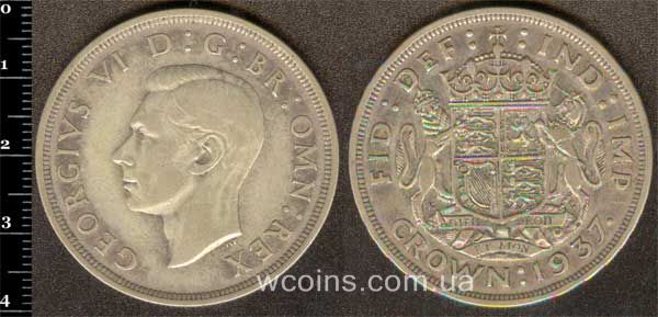 Монета Великобританія 1 крона 1937