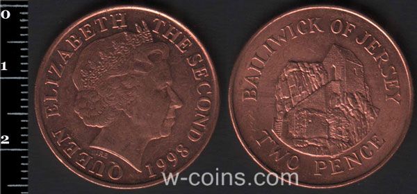 Монета Джерсі 2 пенса 1998