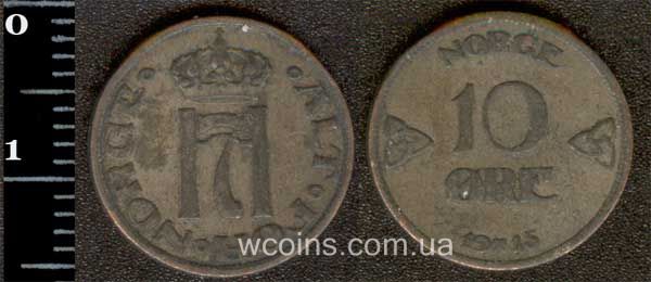 Монета Норвеґія 10 ере 1915