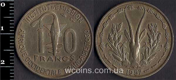 Монета Того 10 франків 1957