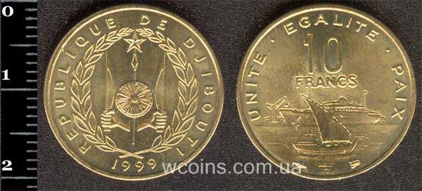 Монета Джибуті 10 франків 1999