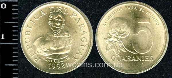 Монета Парагвай 5 гуарані 1992