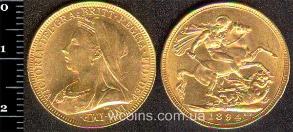 Монета Великобританія 1 соверен 1894