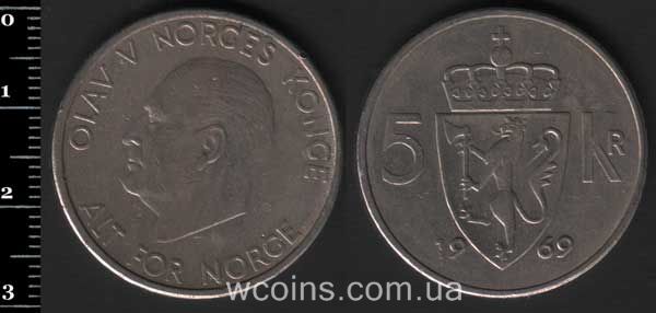 Монета Норвеґія 5 крон 1969
