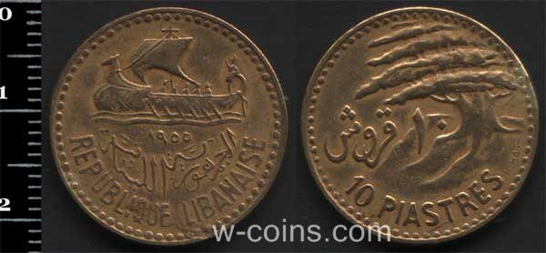 Монета Ліван 10 піастрів 1955