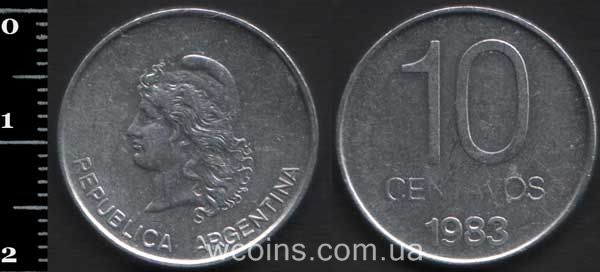 Монета Аргентина 10 сентаво 1983