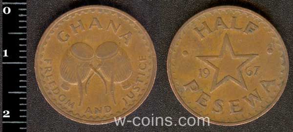 Монета Гана 1/2 песеви 1967