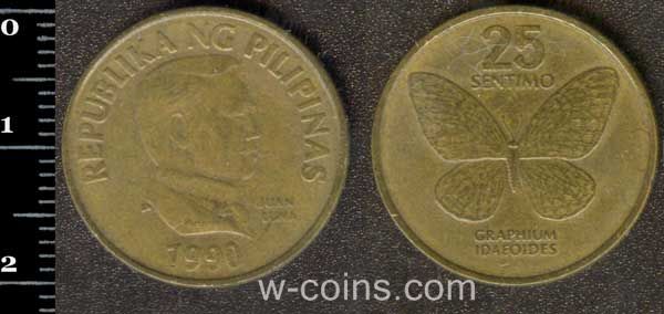 Монета Філіппіни 25 сентимо 1990