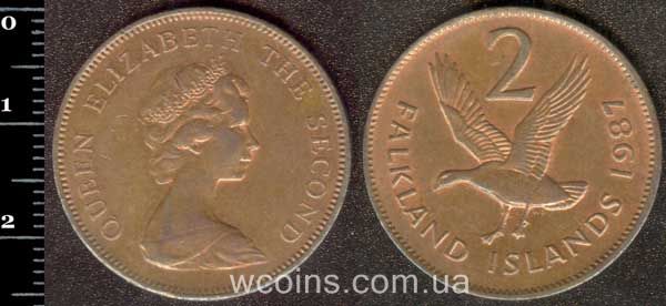 Монета Фолклендські Острови 2 пенса 1987