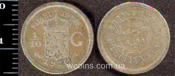 Монета Індонезія 1/10 гульдена 1920