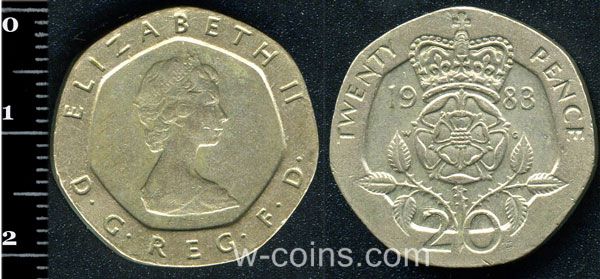 Монета Великобританія 20 пенсів 1983