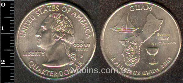 Монета США 25 центів 2009 Гуам