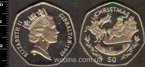 Монета Ґібралтар 50 пенсів 1997