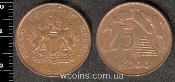 Монета Нігерія 25 кобо 1991