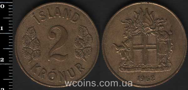 Монета Ісландія 2 крони 1962