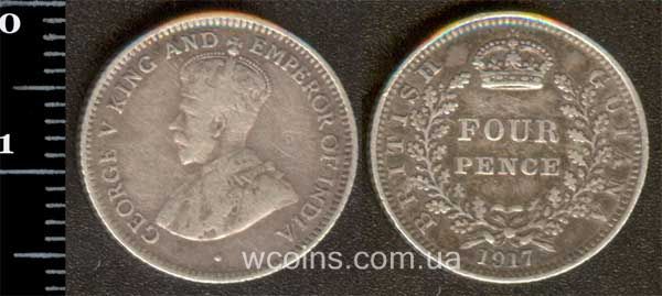 Монета Гаяна 4 пенса 1917